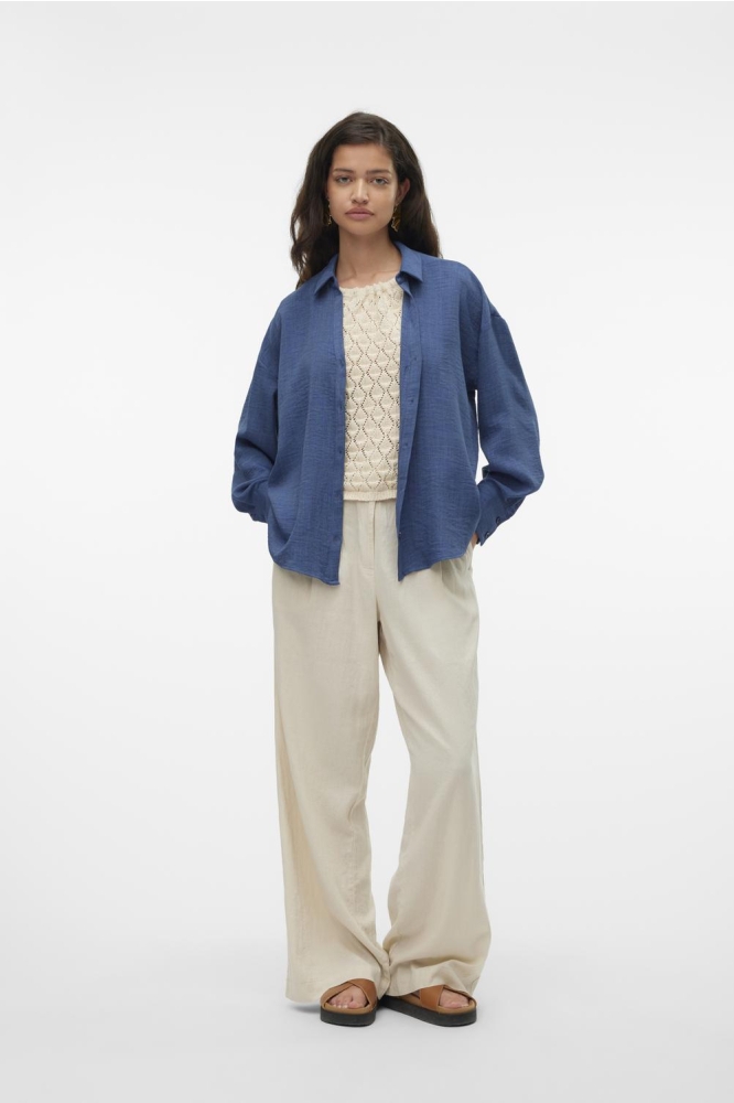 VMMELANEY QUEENY LS SHIRT WVN NOOS 10316389 Dark Denim/Melange